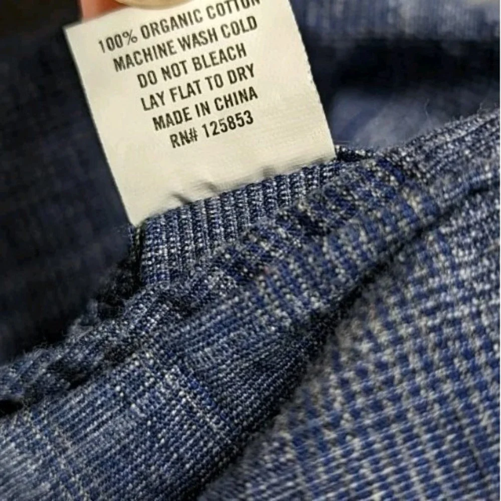 Taylor Stitch Shirt Men 42 Blue Organic Cotton Short Sleeve Button Up READ